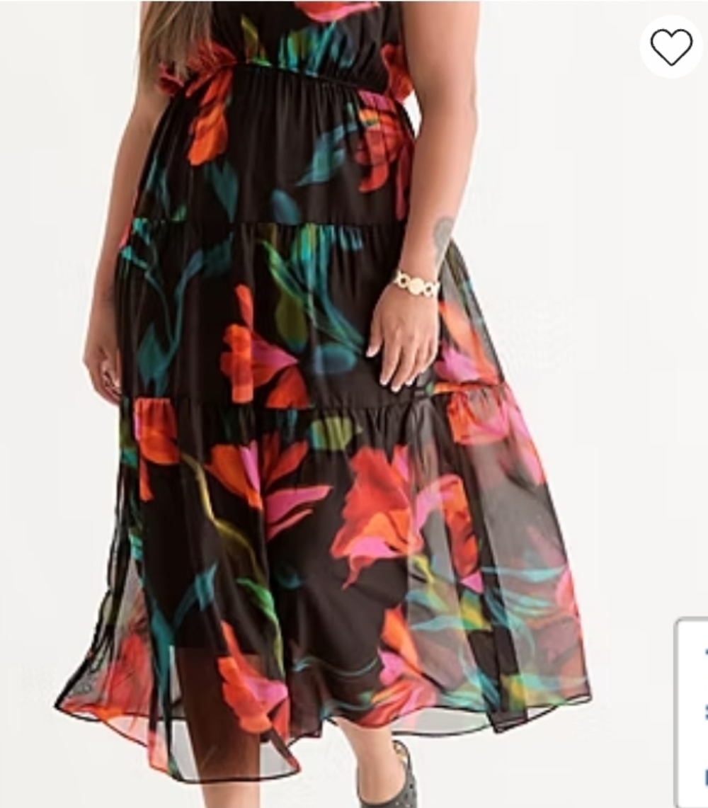 Robbie Bee Black and Red Floral Maxi Dress NWT - Picture 3 of 7